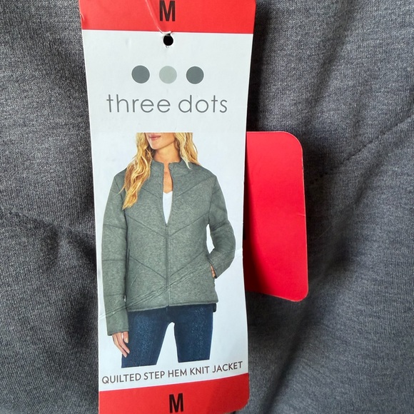 Three Dots Gray Quilted Zip Jacket – Cozy Minimal Layer (Size M, NWT) - Picture 4 of 11